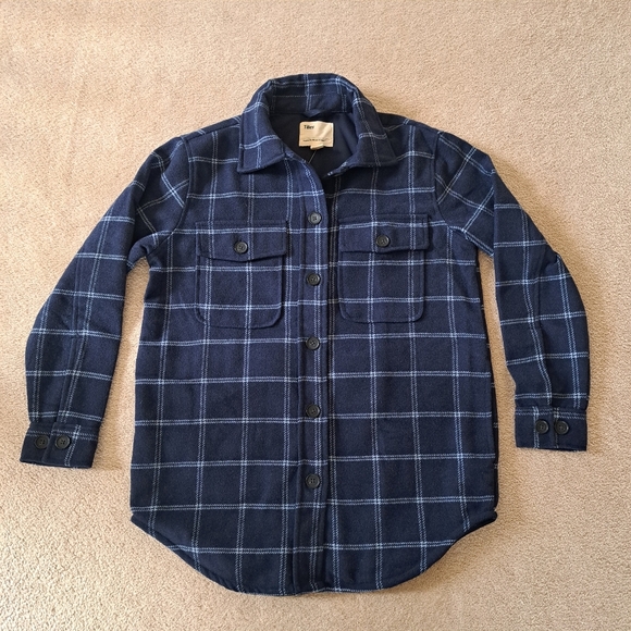 Tilley Plaid Shirt Jacket Women's Small Shacket Blue Fall Jacket - Picture 1 of 14